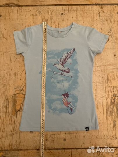 Футболка женская с нежным принтом хлопок XS