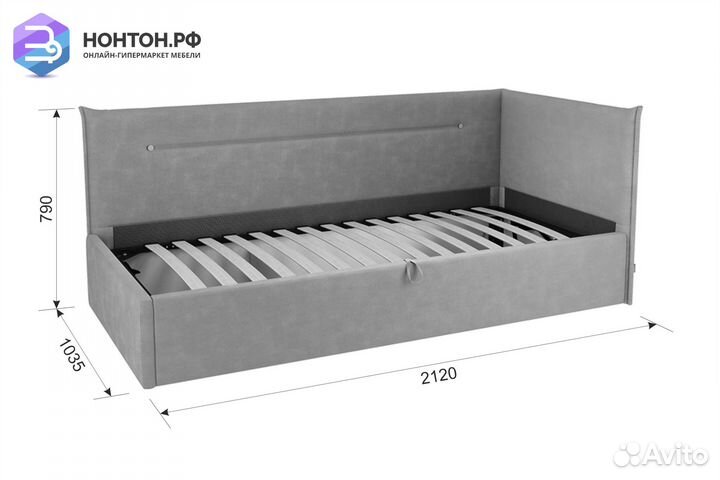 Кровать Альба 0.9 м темно-серая