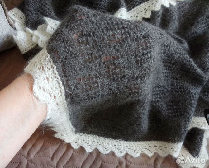 Пуховая косынка, платок, шаль ручной работы, 418