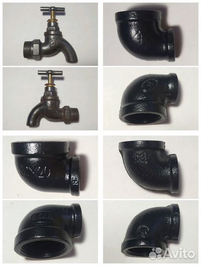 Фитинги резьбовые чугунные (черные) для лофт