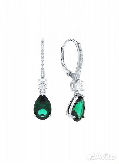 Серебряный комплект кольцо и серьги фианит