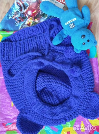 Шлем вязаный Медвежонок Валера)