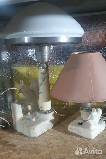 2 белки - 2 настольных лампы Мрамор СССР