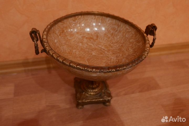 Чаша фарфоровая, декоративная G&C (Дания), бежевая