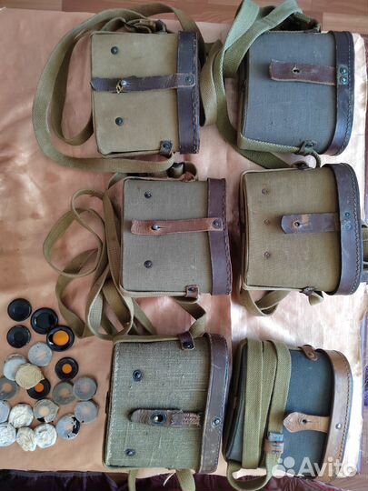 Кофр для бинокля времен ВОВ, всякие запчасти