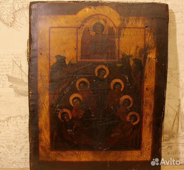 Старинная икона Семь Отроков Эфесских 29*23,5см