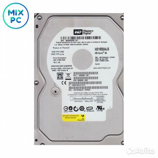 Жесткий диск HDD Western Digital 160GB WD1600aajs