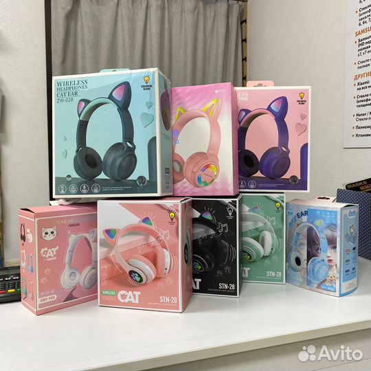 Наушники с кошачьими ушками CAT беспроводные RGB