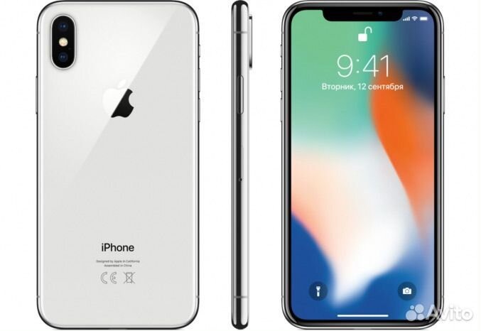 Телефон iPhone х 64 гб серебренный
