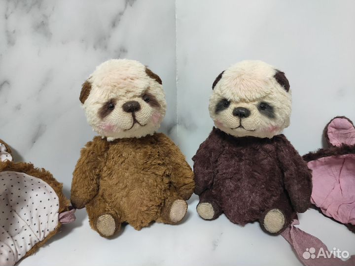 Мишки в технике тедди. Ручная работа