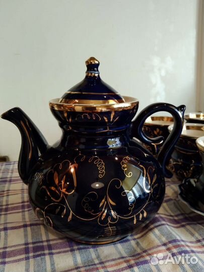 Чайный сервиз фарфор СССР Гжель, кобальт