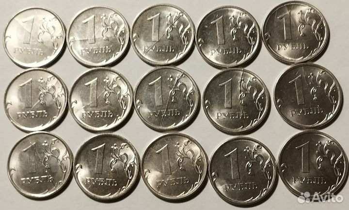 Браки монет РФ. 1 руб 2016 расколы, 15 шт. Лот 3