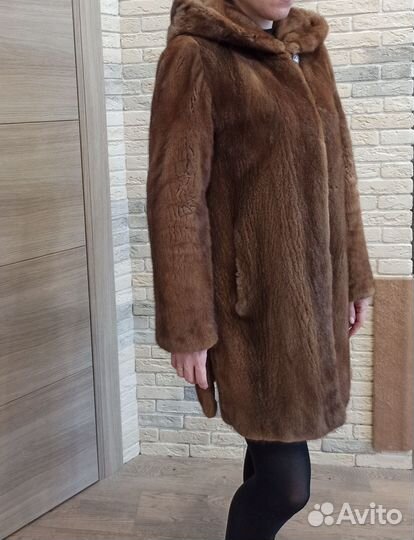 Шуба норковая с капюшоном 46 48 бу