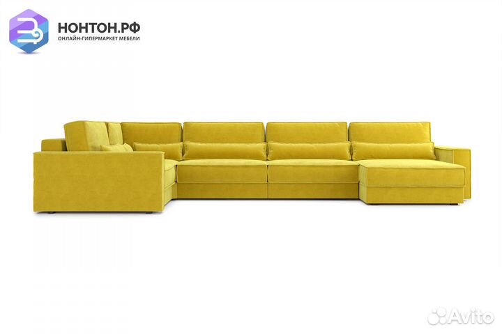 Диван п-образный тик-так Сохо горчичный