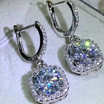 Серьги с муассанитами бриллиантами 6,5mm-2ct