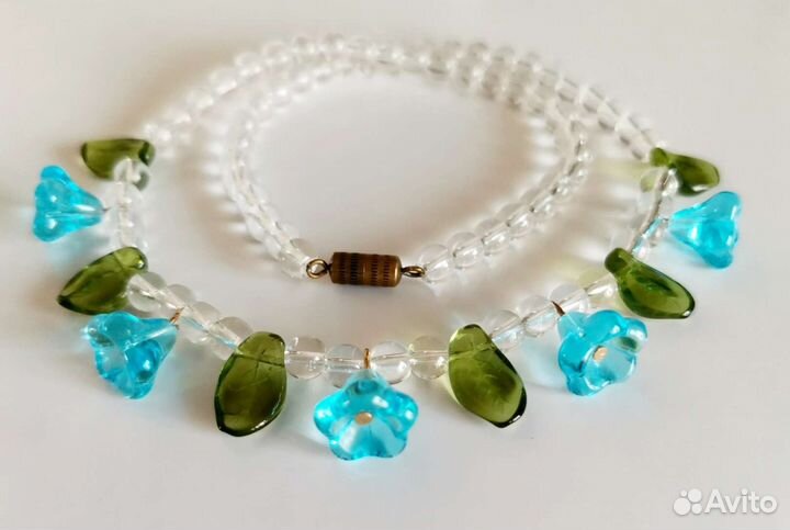 Бусы чешские цветочки винтаж