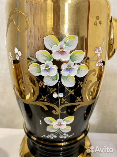 Богемия Чёрный набор и Чёрная ваза. Чехословакия