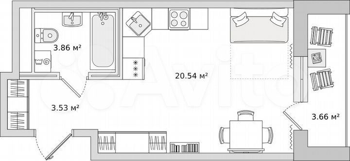 Квартира-студия, 28 м², 8/21 эт.