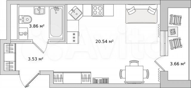 Квартира-студия, 28 м², 8/21 эт.