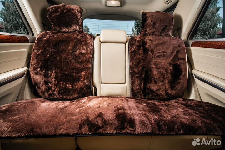 Накидки на сиденья искусственный мех коричневый
