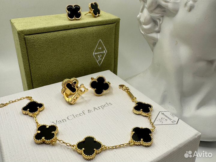 Van cleef браслет + серьги ч/з