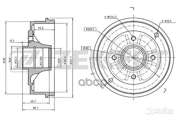 Барабан торм. зад. Renault Clio I II 91- Loga