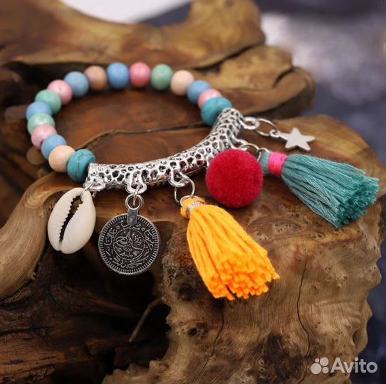 Женский браслет разноцветный, бохо, летний