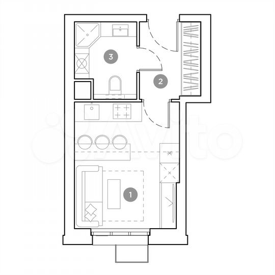 Квартира-студия, 20,6 м², 2/25 эт.