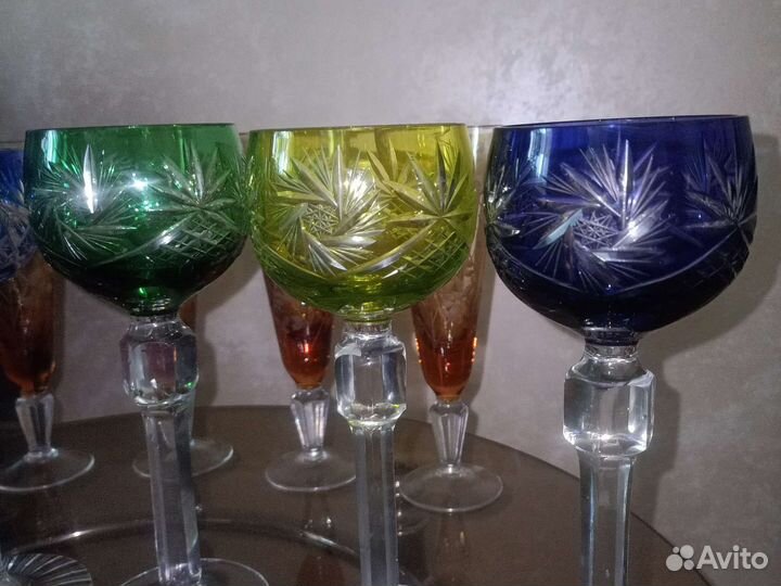 Хрустальные Фужеры Рюмки бокалы СССР гдр богемая