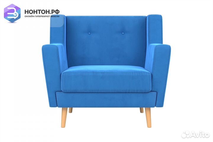 Кресло Брайтон велюр голубой