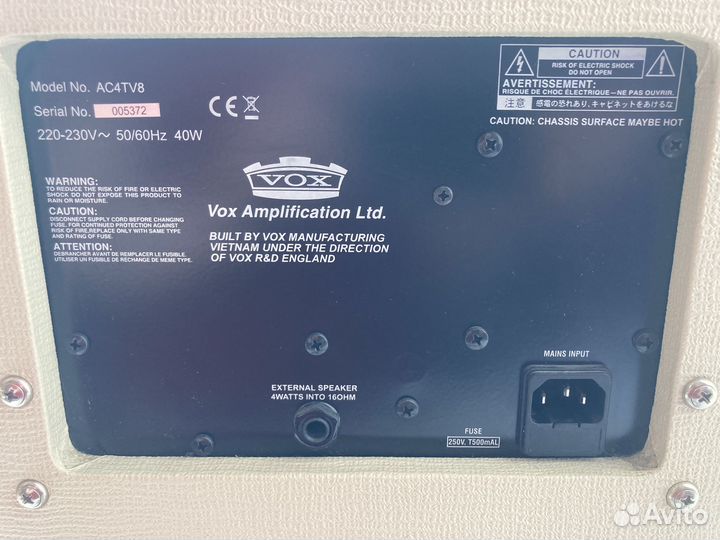 Ламповый комбоусилитель Vox ac4tv