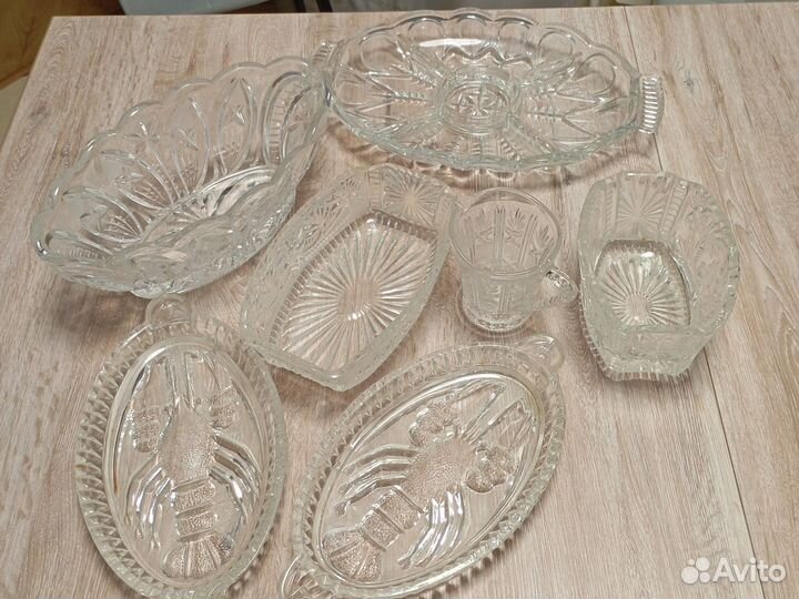 Салатники хрустальные, менажница, селедочница