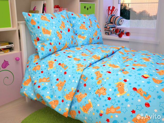 Постельное белье детское из бязи 120г Мишки голубы