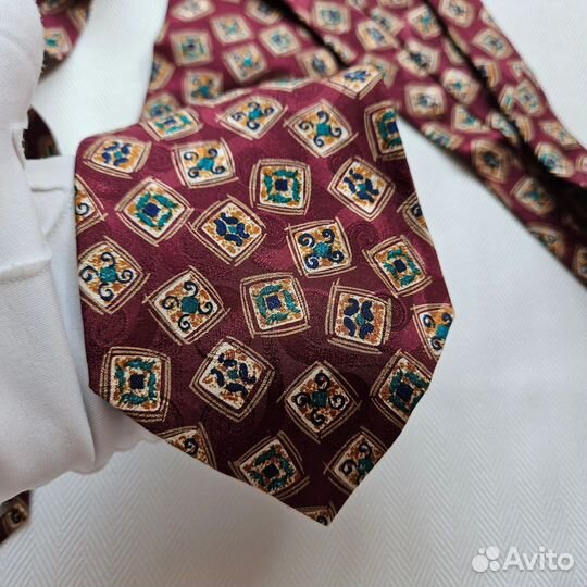 Шелковый галстук винтаж 1990е новый шелк