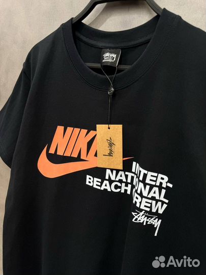 Футболка Nike Stussy International черная оверсайз