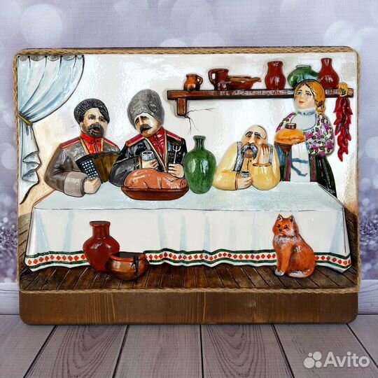 Панно из керамики кубанские казаки