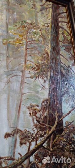 Картина. Утро в сосновом лесу. Мишки в бору