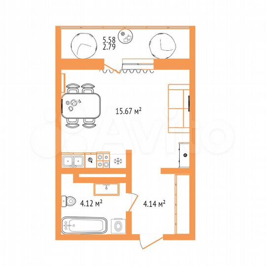 Квартира-студия, 25,2 м², 10/17 эт.