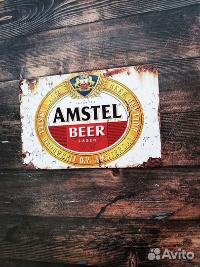 Декор на стену ретро табличка Amstel Beer