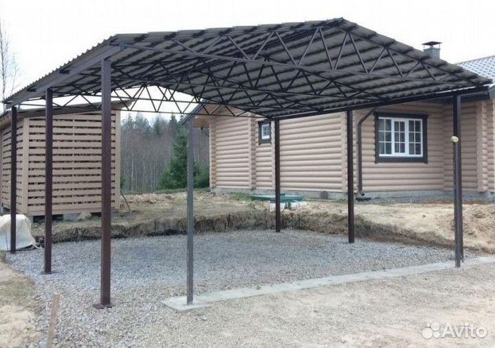 Двухскатный навес из поликарбоната в Саранске