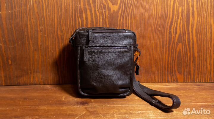 Мужская наплечная сумка из кожи Горький Шоколад