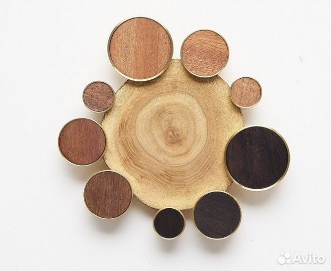 Мебельные ручки латунь и натурально дерево, новые