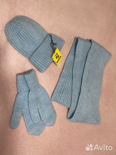 Шапка шарф варежки комплект 3в1