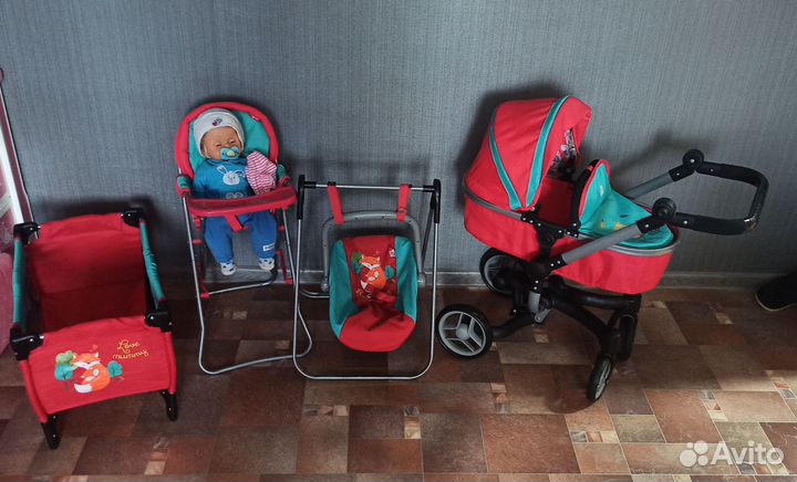 Игровой набор коляска+кроватка+кукла и т.д