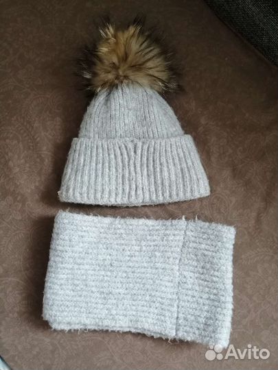 Шапка и снуд для девочки зима