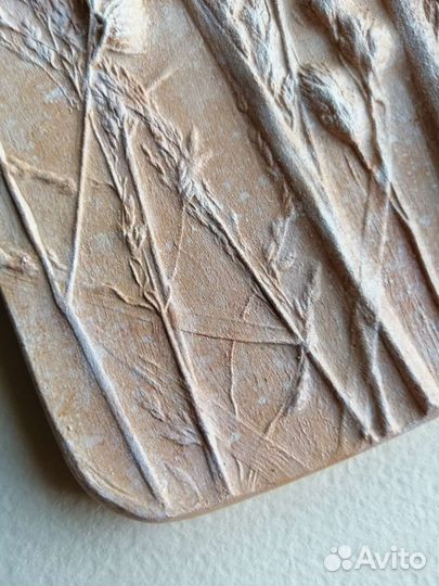 Ботанический барельеф панно на стену из гипса