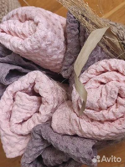 Льняное вафельное полотенце новое