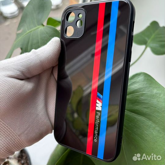 Чехол на iPhone 11 BMW стеклянный