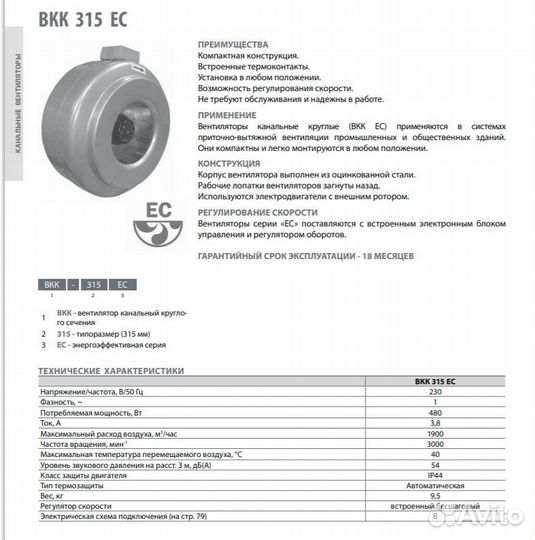 Канальный вентилятор Лиссант вкк 315 ес