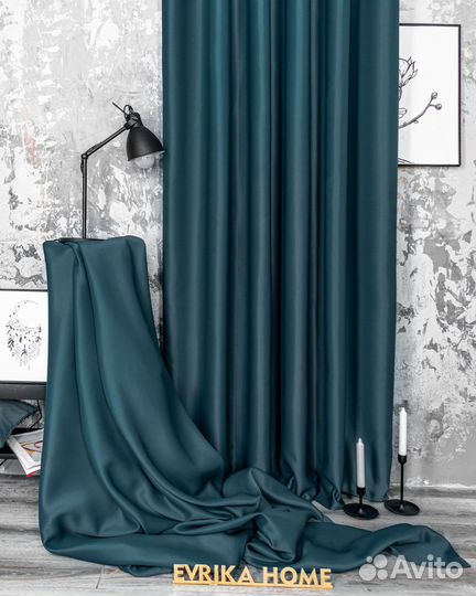 Шторы блэкаут Амадео морская волна новые пошив